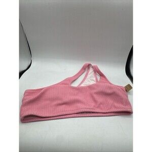 Victorias Secret XXL Pink Ribbed One Shoulder Double Wide Strap Bikini Top New